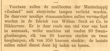 Order machines en verlichting stoomboten Zeeland 07-02-1883