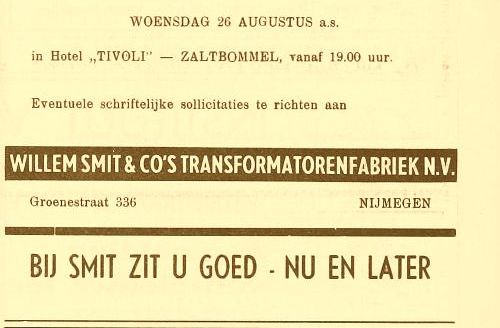 Bij Smit zit u goed nu en later 25-08-1964