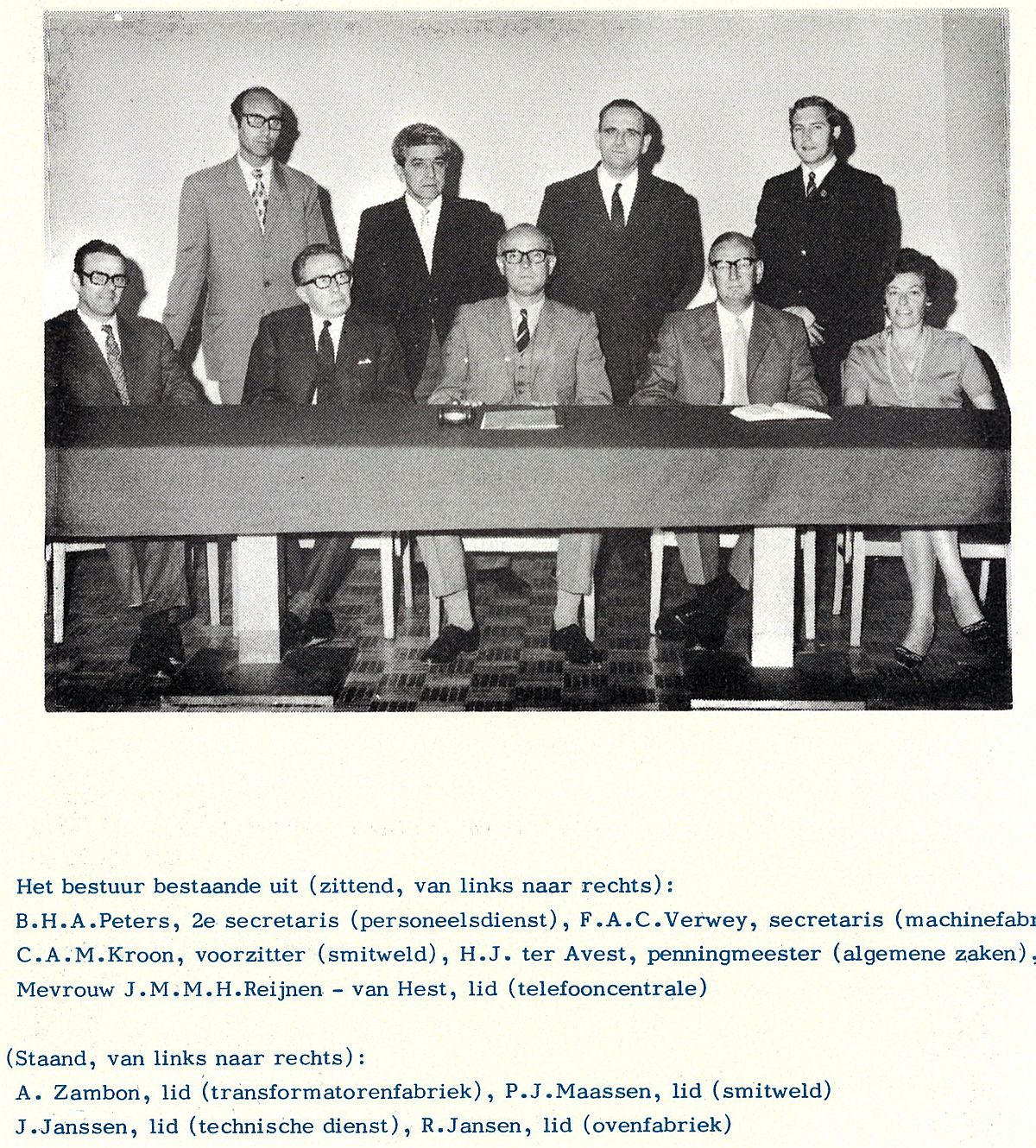 Het bestuur van de PV van Willem Smit in 1971