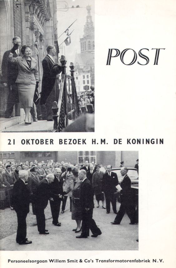 Personeelsblad Post uit 1959 met het bezoek van de Koningin.