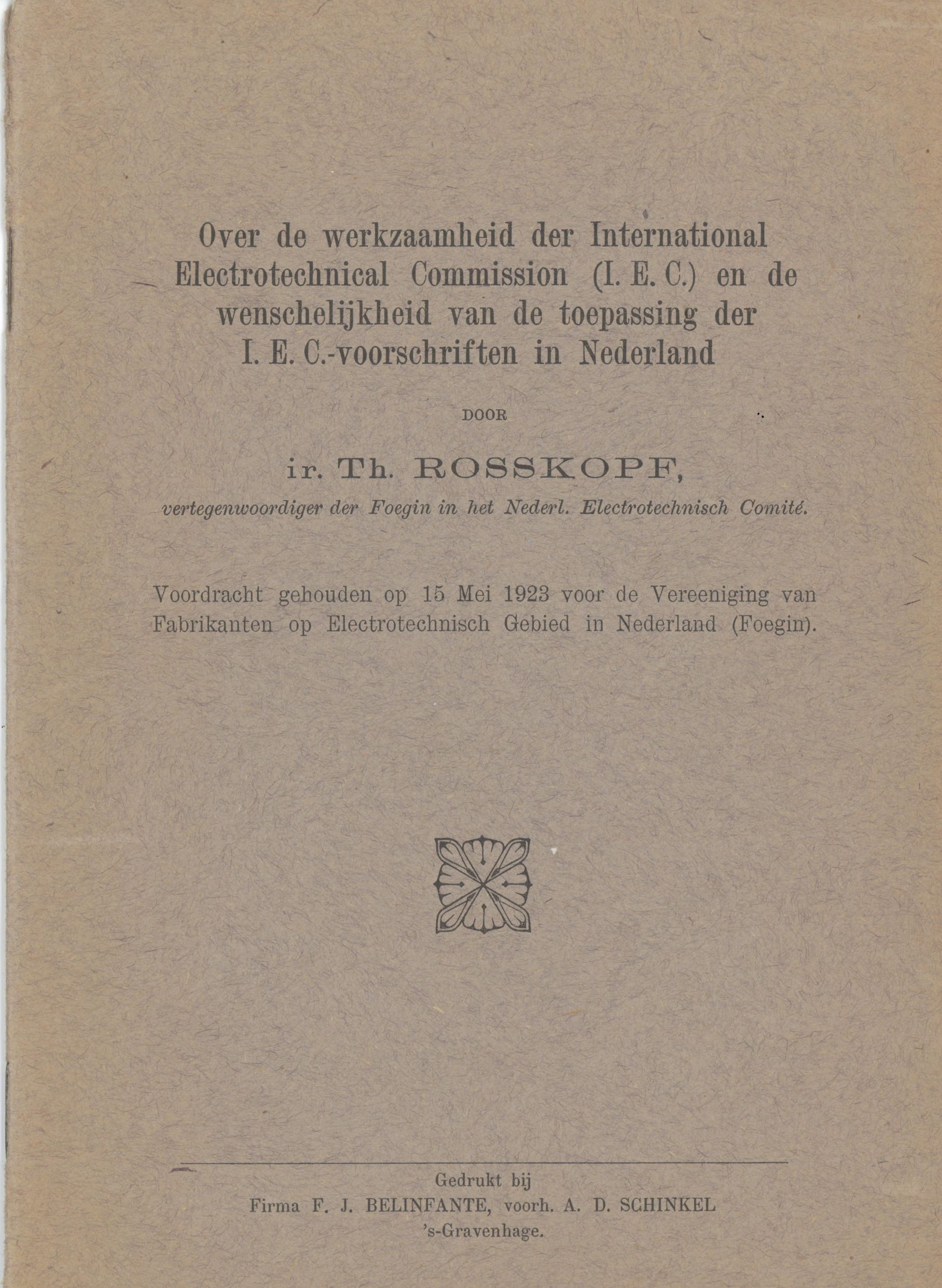 Voordracht FOEGIN IEC (1923)