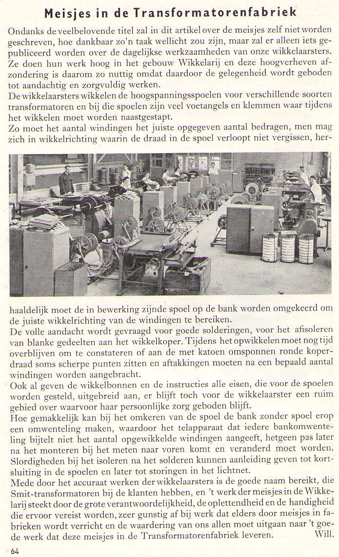 Meisjes in de transformatorenfabriek april 1958