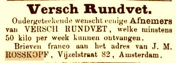 Reclame van het bedrijf van Rosskopf uit 1883 (Leeuwarder Courant)