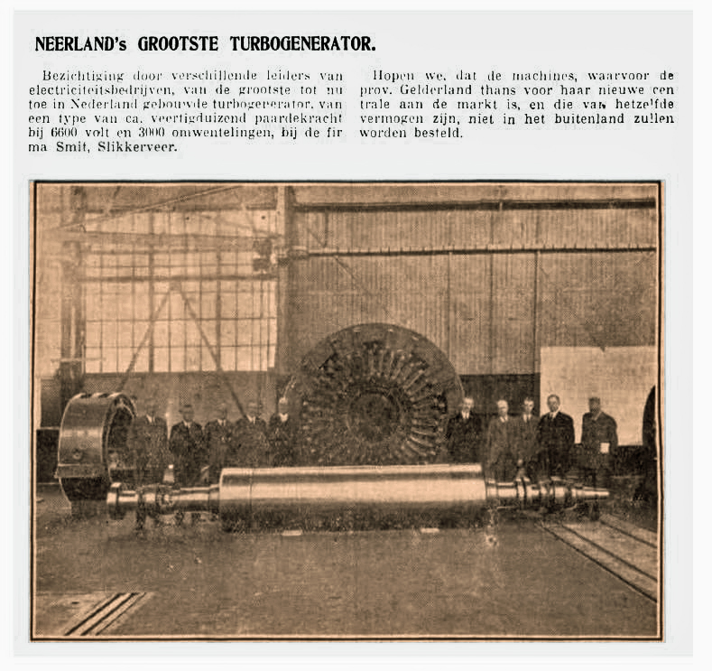 Smit Slikkerveer maakt de grootste turbogenerator van Nederland (04-07-1933)