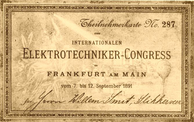 Deelnemersbewijs Internationale Electrische Ausstellung Frankfurt am Main (1891)